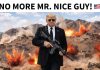 Trump postează o fotografie cu el ținând o mitralieră pe fundalul unor explozii și transmite Iranului: „NU MAI SUNT BĂIATUL BUN”