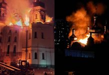 Rusia a lansat un atac masiv asupra Ucrainei. A luat foc Catedrala Adormirea Maicii Domnului din Kiev, precum și studioul cinematografic Dovjenko