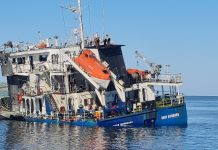 Navă civilă scufundată în Marea Neagră, în apropierea României, lângă paltforma ”Pescăruș”. Zelenski: A fost lovită de două drone rusești